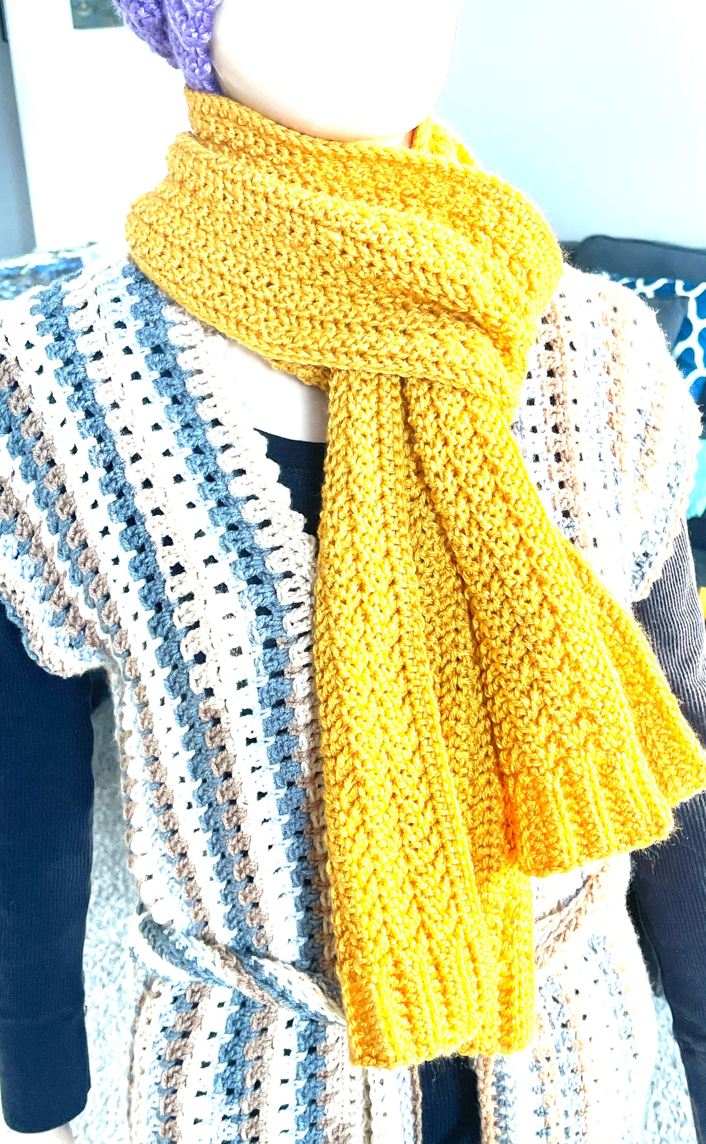 Suzanne Softgrain Stitch™ Long Scarf Crochet Pattern – Textured Beginner PDF (DK Yarn) – Willowbrook Ridge Collection