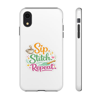 Sip Stitch Repeat Phone Case – Crochet Lover Protective Case