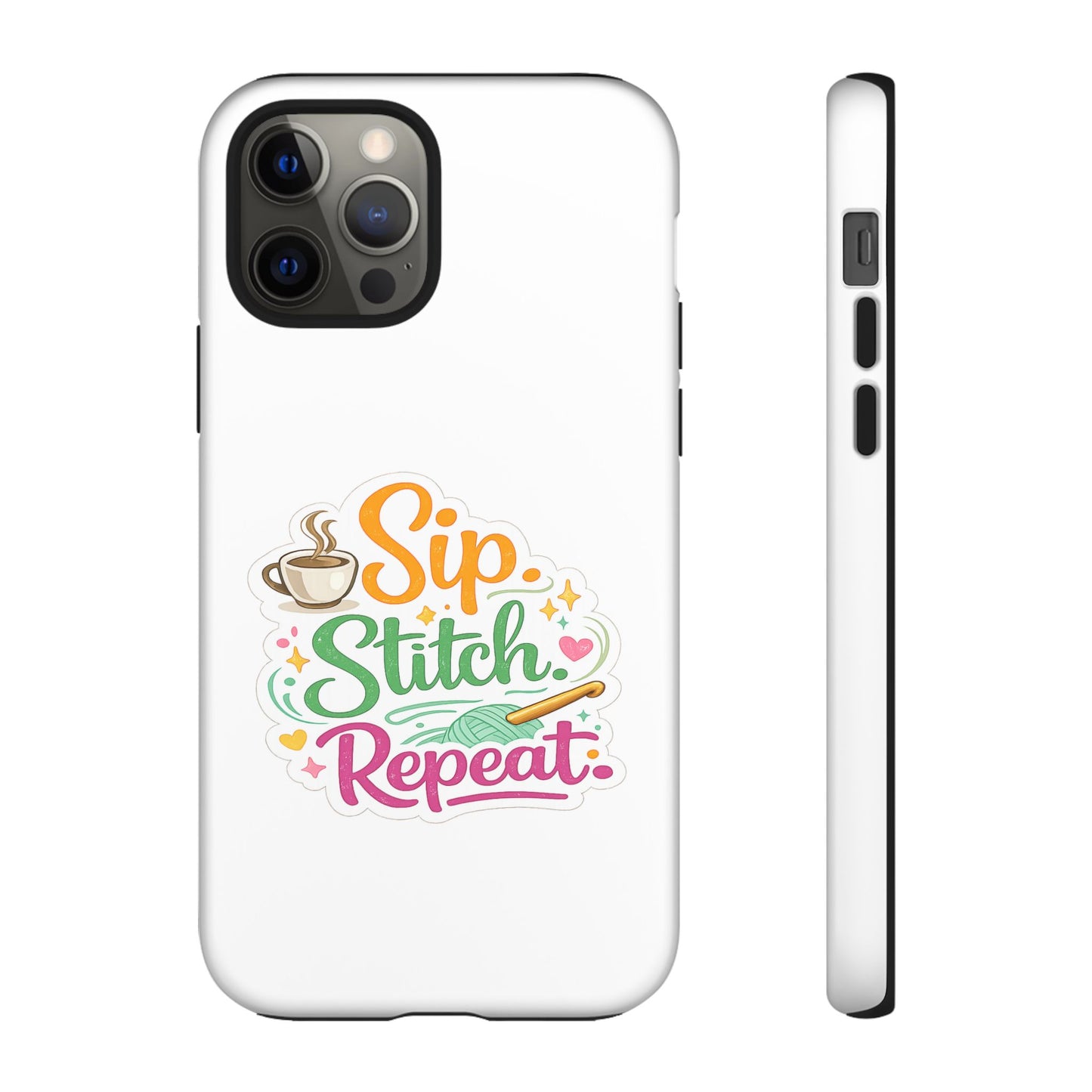 Sip Stitch Repeat Phone Case – Crochet Lover Protective Case