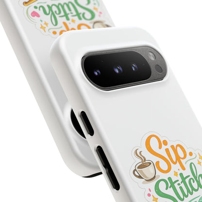 Sip Stitch Repeat Phone Case – Crochet Lover Protective Case