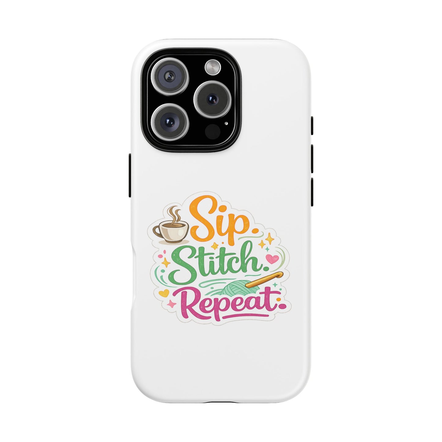 Sip Stitch Repeat Phone Case – Crochet Lover Protective Case