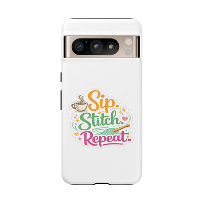 Sip Stitch Repeat Phone Case – Crochet Lover Protective Case