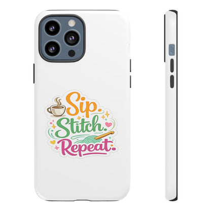 Sip Stitch Repeat Phone Case – Crochet Lover Protective Case