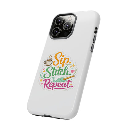 Sip Stitch Repeat Phone Case – Crochet Lover Protective Case