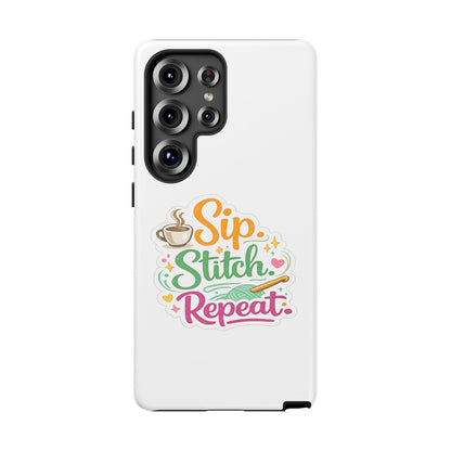 Sip Stitch Repeat Phone Case – Crochet Lover Protective Case