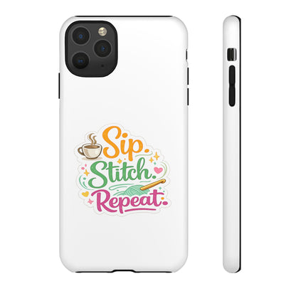 Sip Stitch Repeat Phone Case – Crochet Lover Protective Case