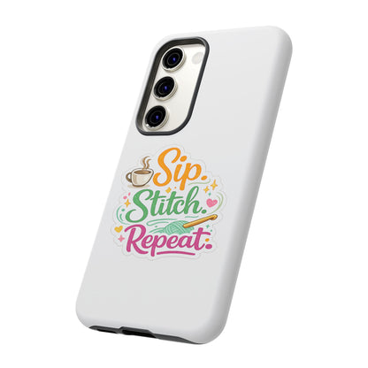 Sip Stitch Repeat Phone Case – Crochet Lover Protective Case