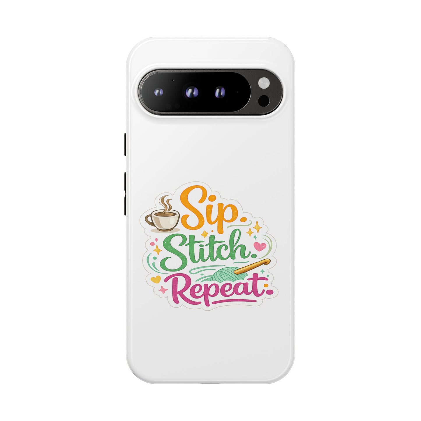 Sip Stitch Repeat Phone Case – Crochet Lover Protective Case