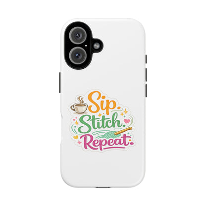 Sip Stitch Repeat Phone Case – Crochet Lover Protective Case