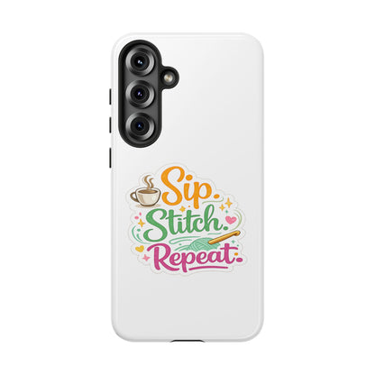 Sip Stitch Repeat Phone Case – Crochet Lover Protective Case