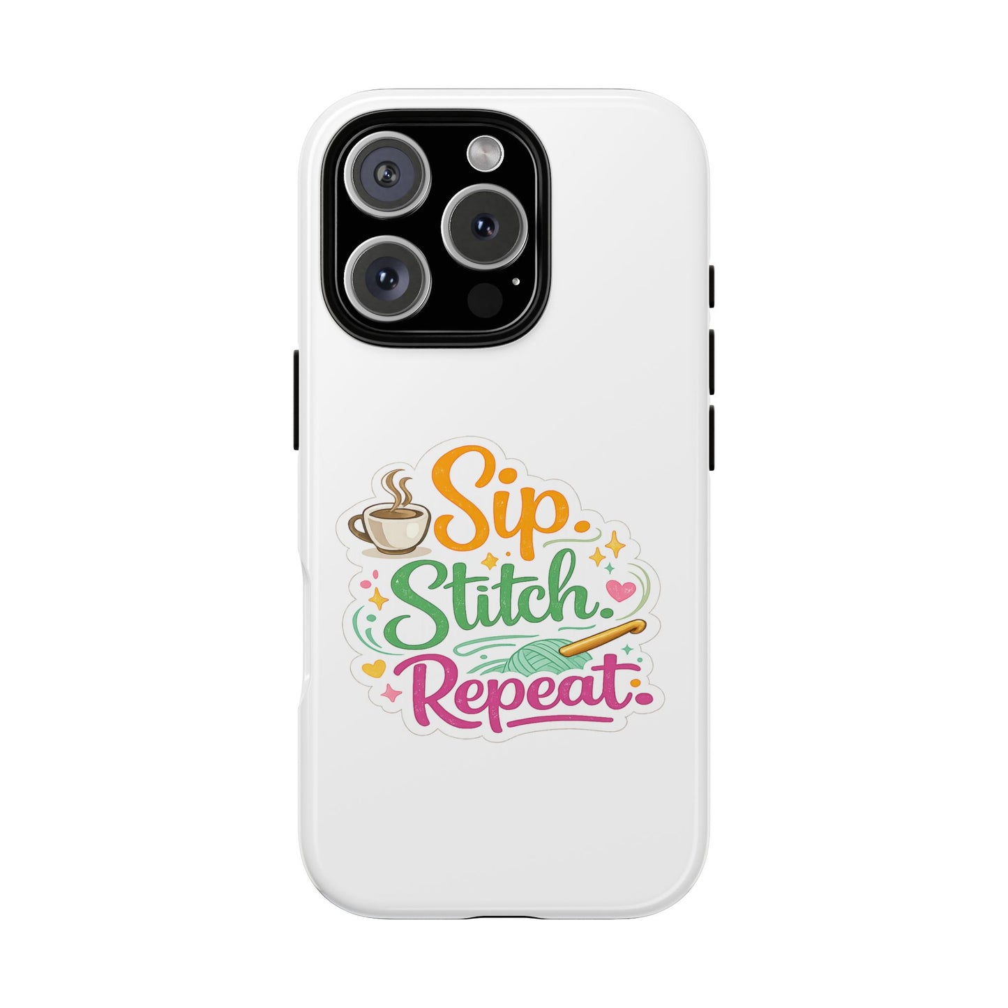 Sip Stitch Repeat Phone Case – Crochet Lover Protective Case