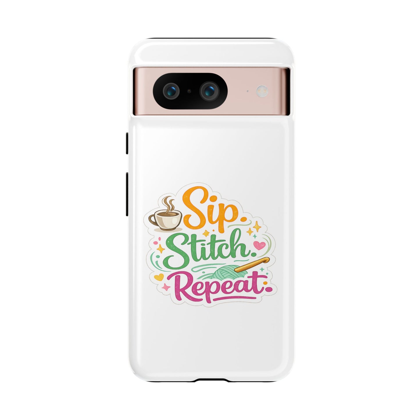 Sip Stitch Repeat Phone Case – Crochet Lover Protective Case