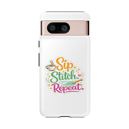 Sip Stitch Repeat Phone Case – Crochet Lover Protective Case
