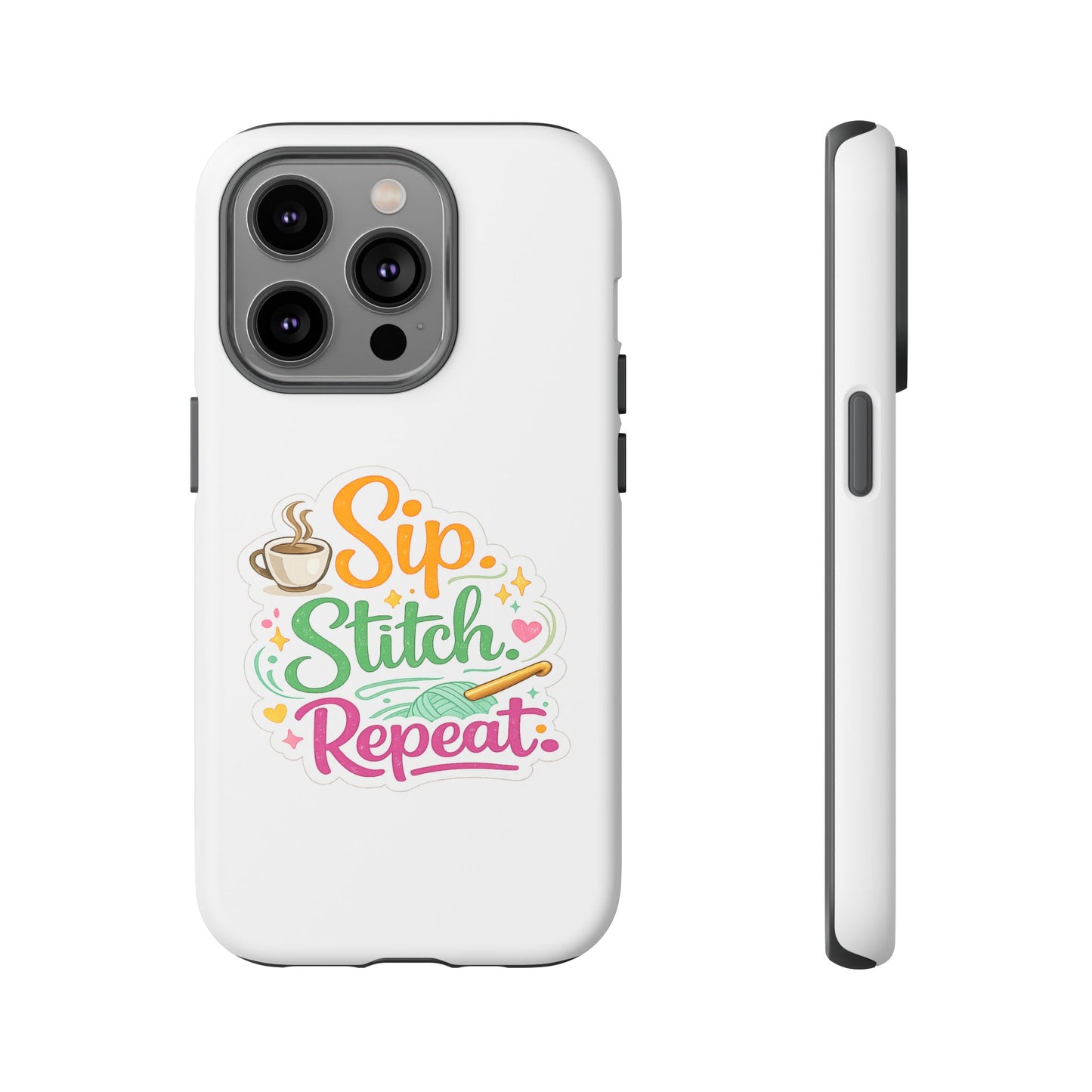 Sip Stitch Repeat Phone Case – Crochet Lover Protective Case