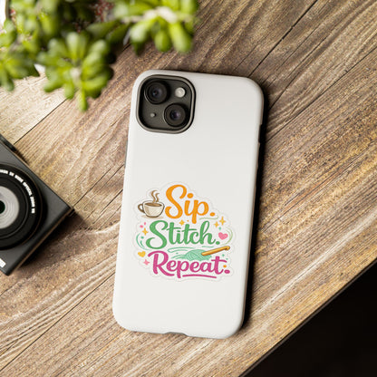 Sip Stitch Repeat Phone Case – Crochet Lover Protective Case