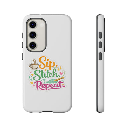 Sip Stitch Repeat Phone Case – Crochet Lover Protective Case