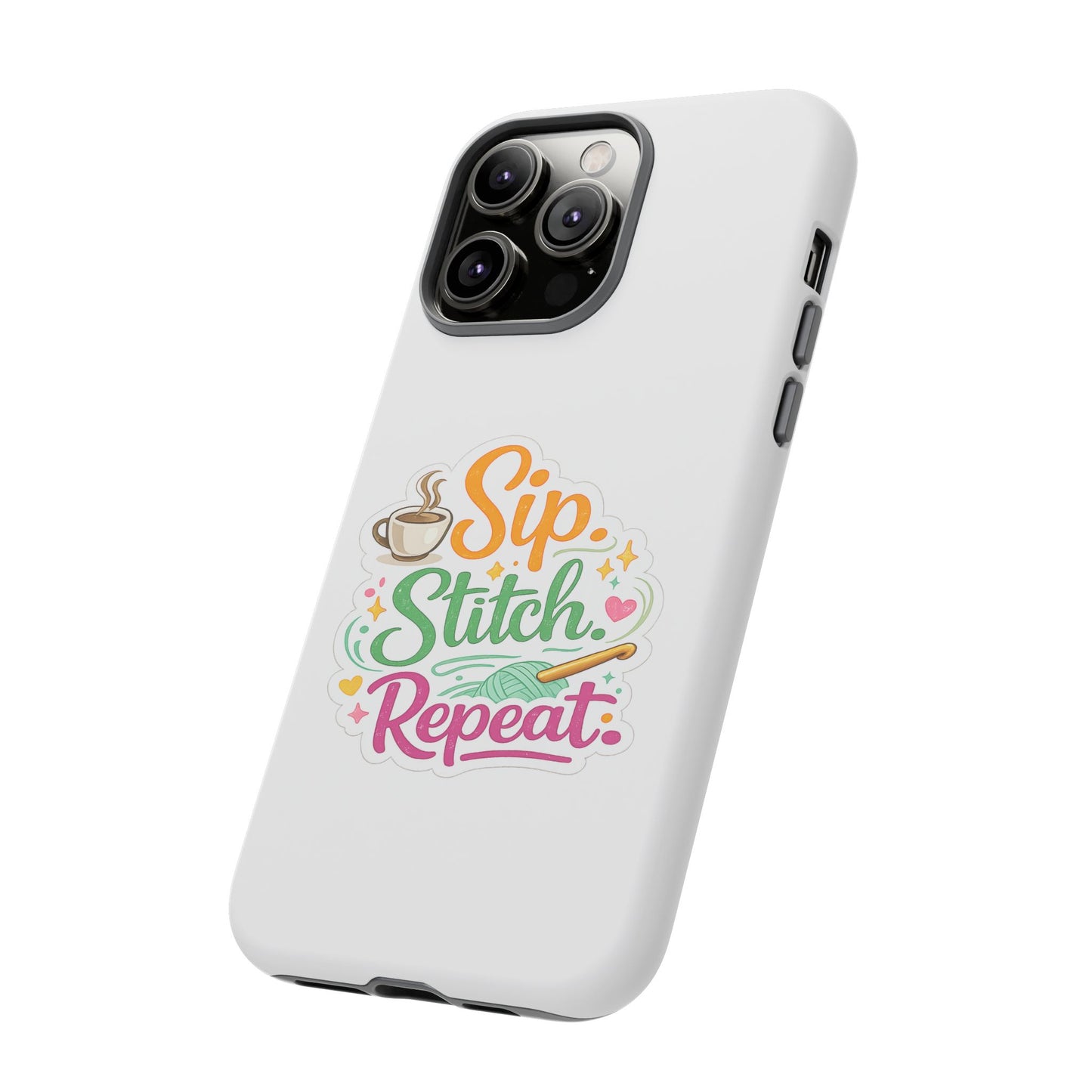 Sip Stitch Repeat Phone Case – Crochet Lover Protective Case