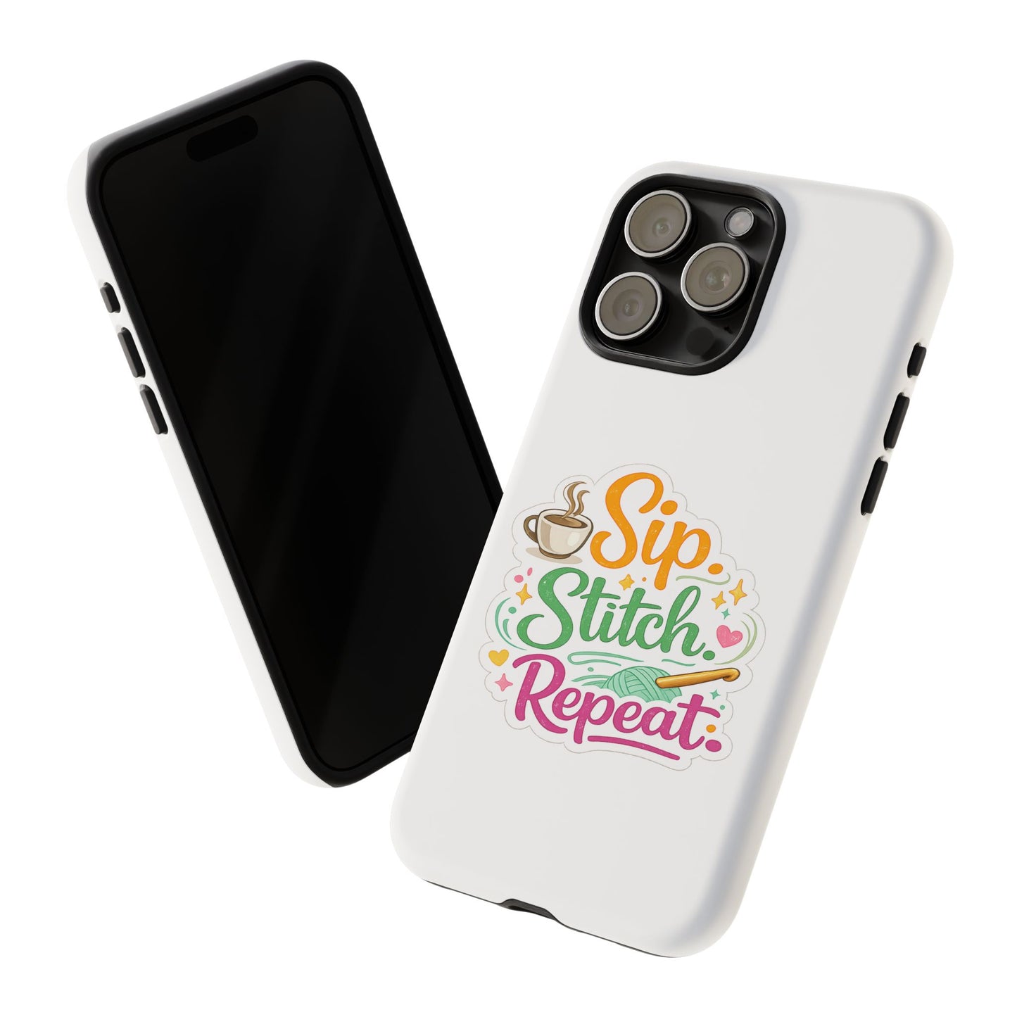 Sip Stitch Repeat Phone Case – Crochet Lover Protective Case