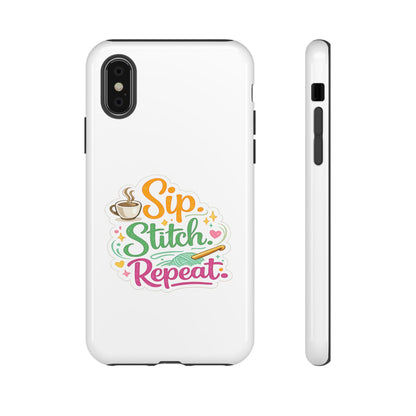 Sip Stitch Repeat Phone Case – Crochet Lover Protective Case