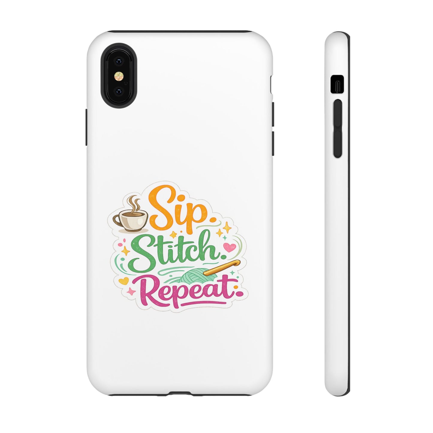 Sip Stitch Repeat Phone Case – Crochet Lover Protective Case