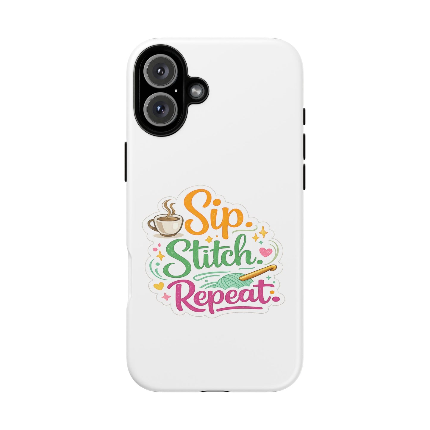 Sip Stitch Repeat Phone Case – Crochet Lover Protective Case