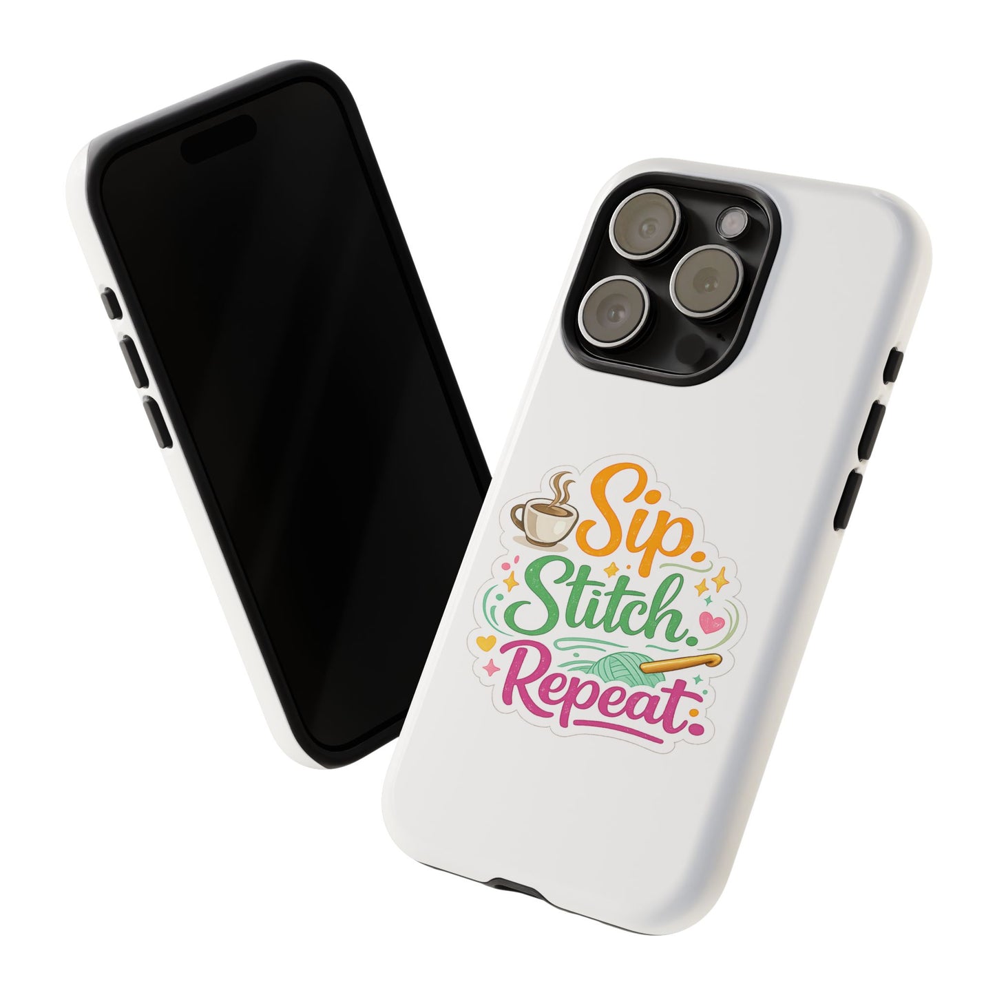 Sip Stitch Repeat Phone Case – Crochet Lover Protective Case