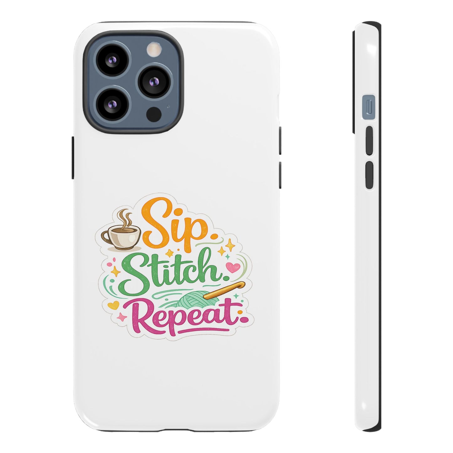 Sip Stitch Repeat Phone Case – Crochet Lover Protective Case