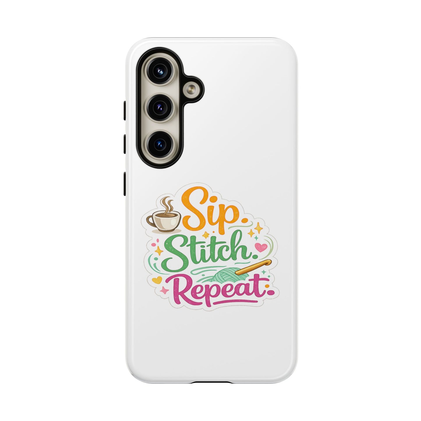 Sip Stitch Repeat Phone Case – Crochet Lover Protective Case
