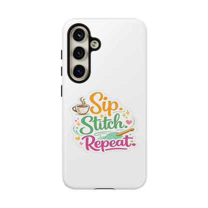 Sip Stitch Repeat Phone Case – Crochet Lover Protective Case