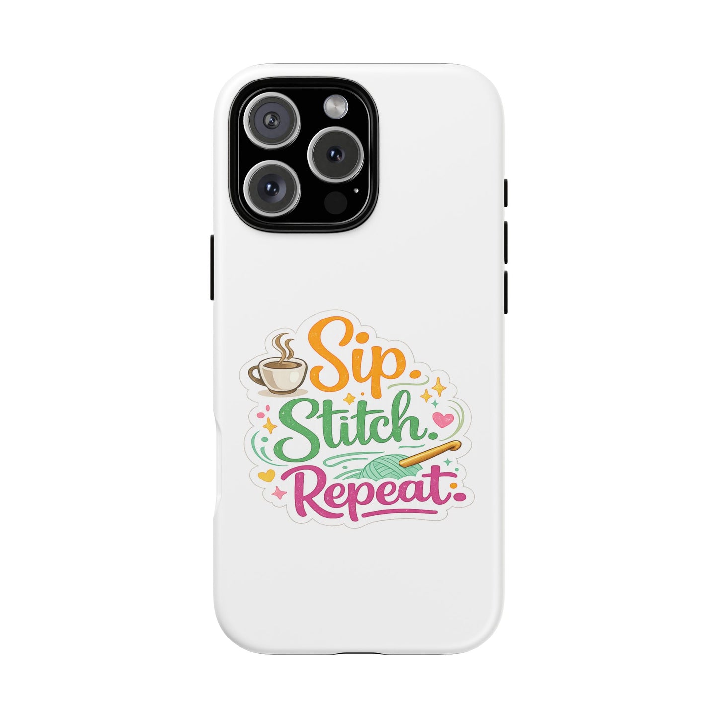 Sip Stitch Repeat Phone Case – Crochet Lover Protective Case