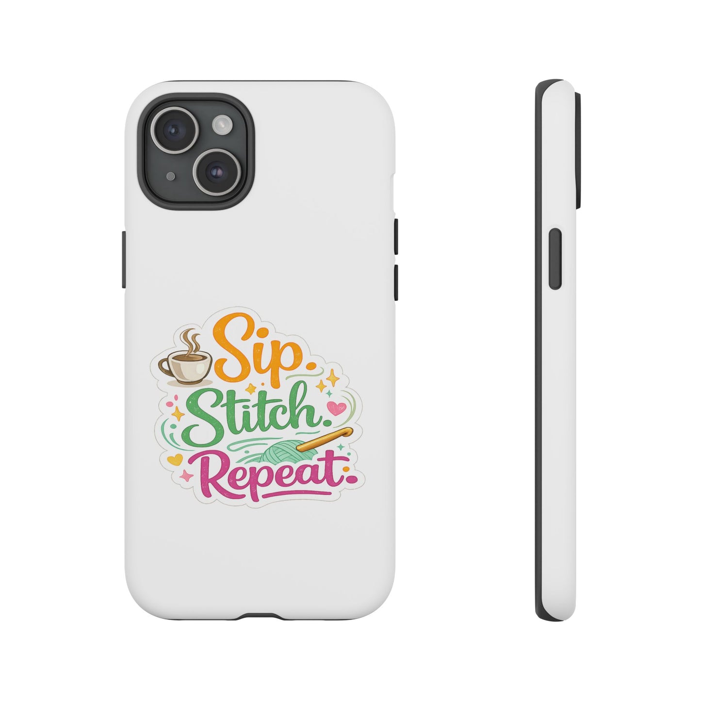 Sip Stitch Repeat Phone Case – Crochet Lover Protective Case