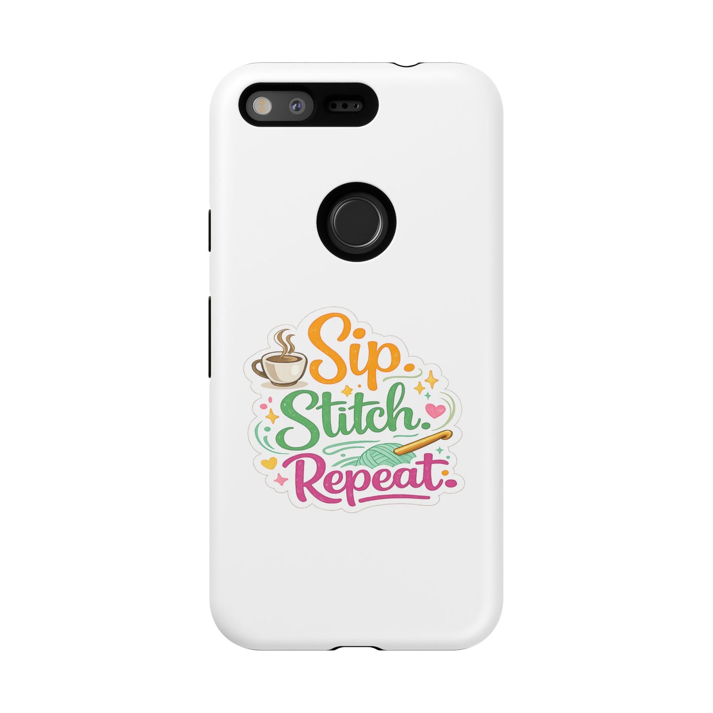 Sip Stitch Repeat Phone Case – Crochet Lover Protective Case