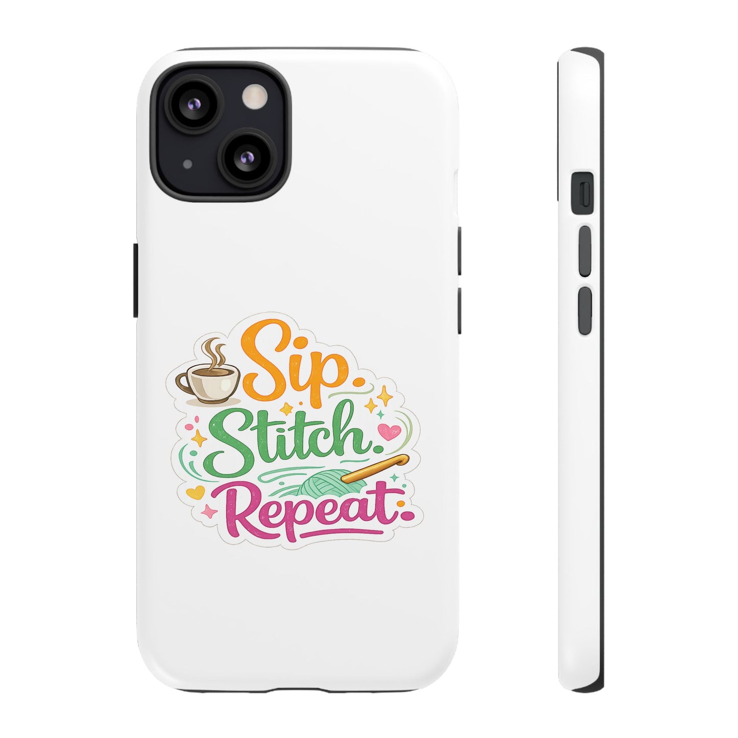 Sip Stitch Repeat Phone Case – Crochet Lover Protective Case