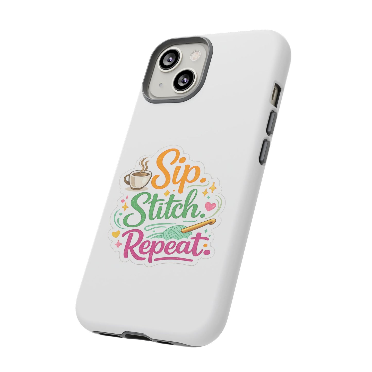 Sip Stitch Repeat Phone Case – Crochet Lover Protective Case