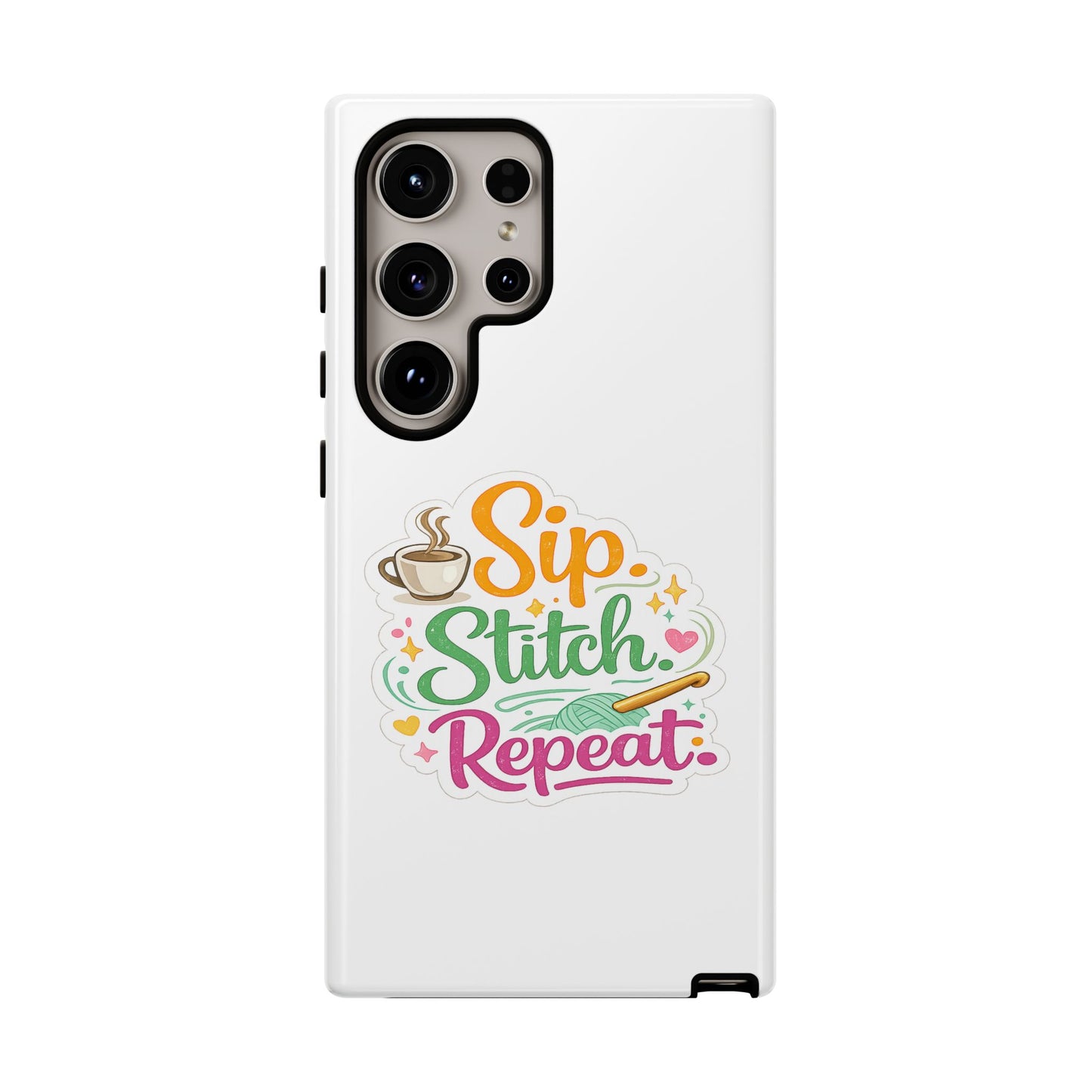 Sip Stitch Repeat Phone Case – Crochet Lover Protective Case
