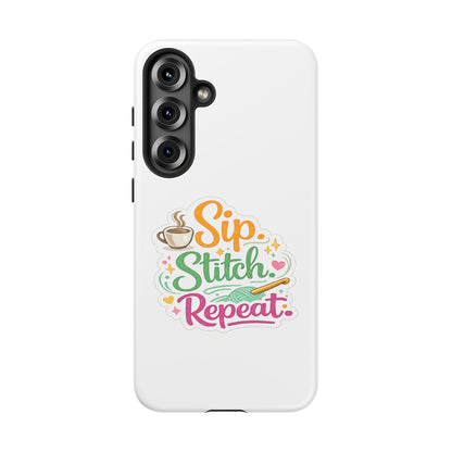 Sip Stitch Repeat Phone Case – Crochet Lover Protective Case