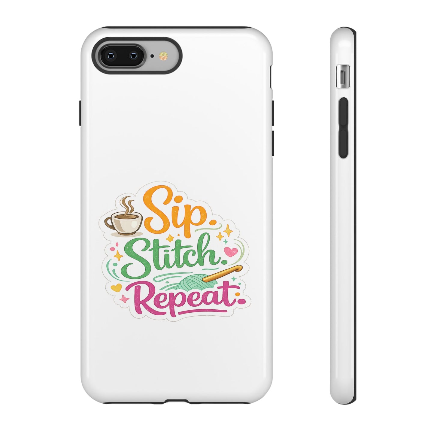 Sip Stitch Repeat Phone Case – Crochet Lover Protective Case