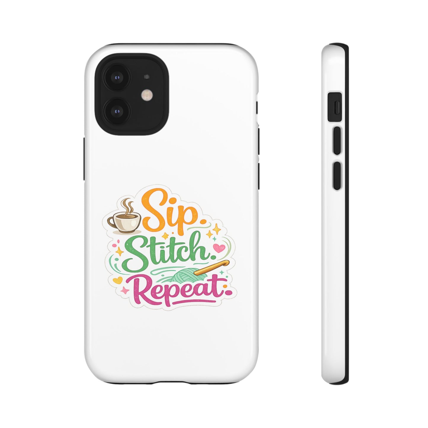 Sip Stitch Repeat Phone Case – Crochet Lover Protective Case