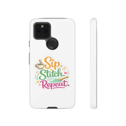 Sip Stitch Repeat Phone Case – Crochet Lover Protective Case
