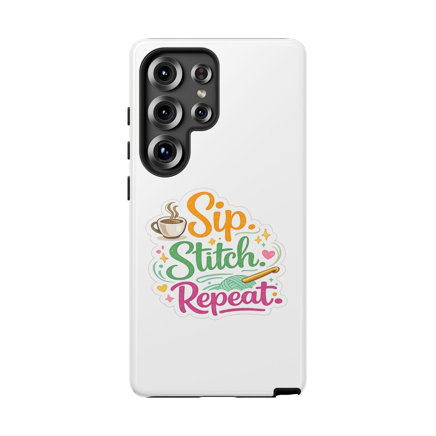 Sip Stitch Repeat Phone Case – Crochet Lover Protective Case
