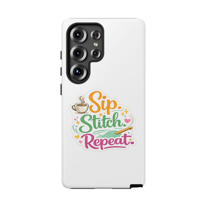 Sip Stitch Repeat Phone Case – Crochet Lover Protective Case