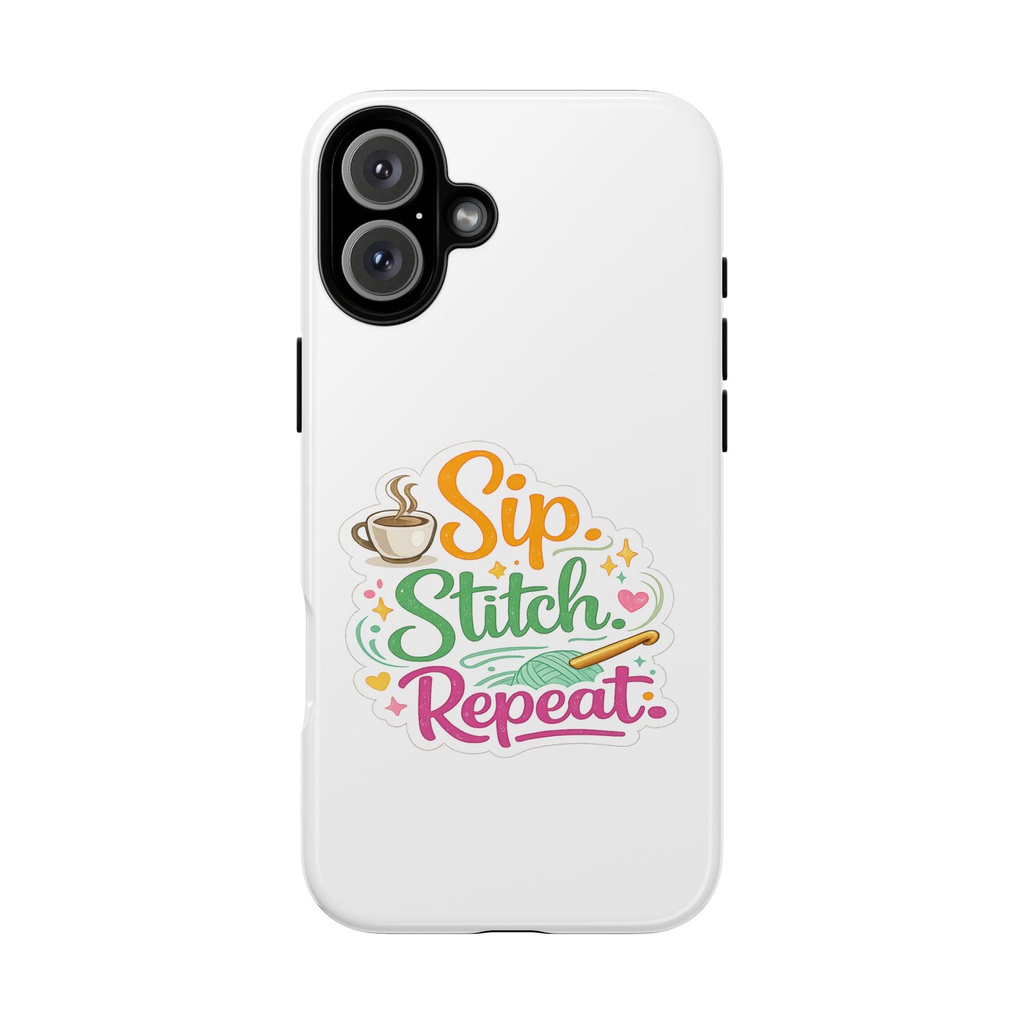 Sip Stitch Repeat Phone Case – Crochet Lover Protective Case