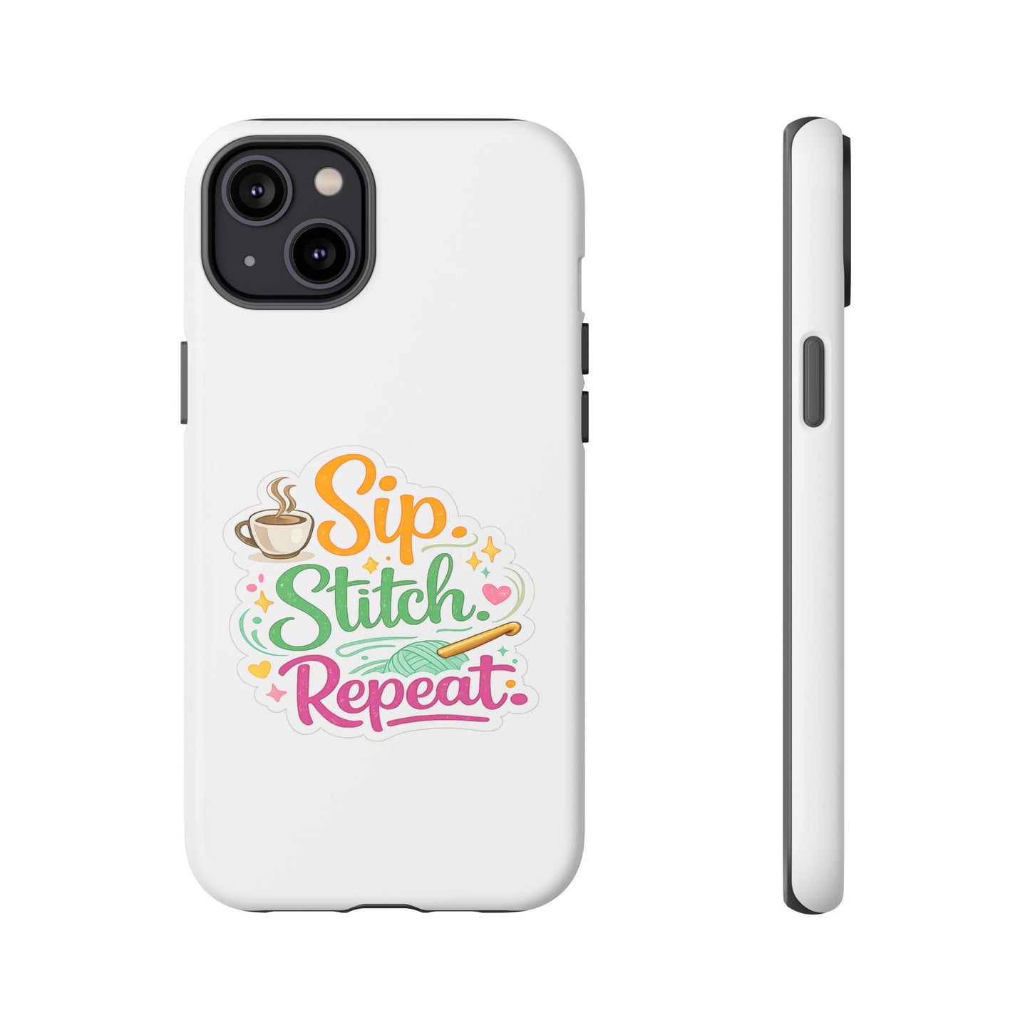 Sip Stitch Repeat Phone Case – Crochet Lover Protective Case