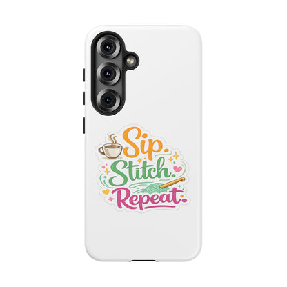 Sip Stitch Repeat Phone Case – Crochet Lover Protective Case