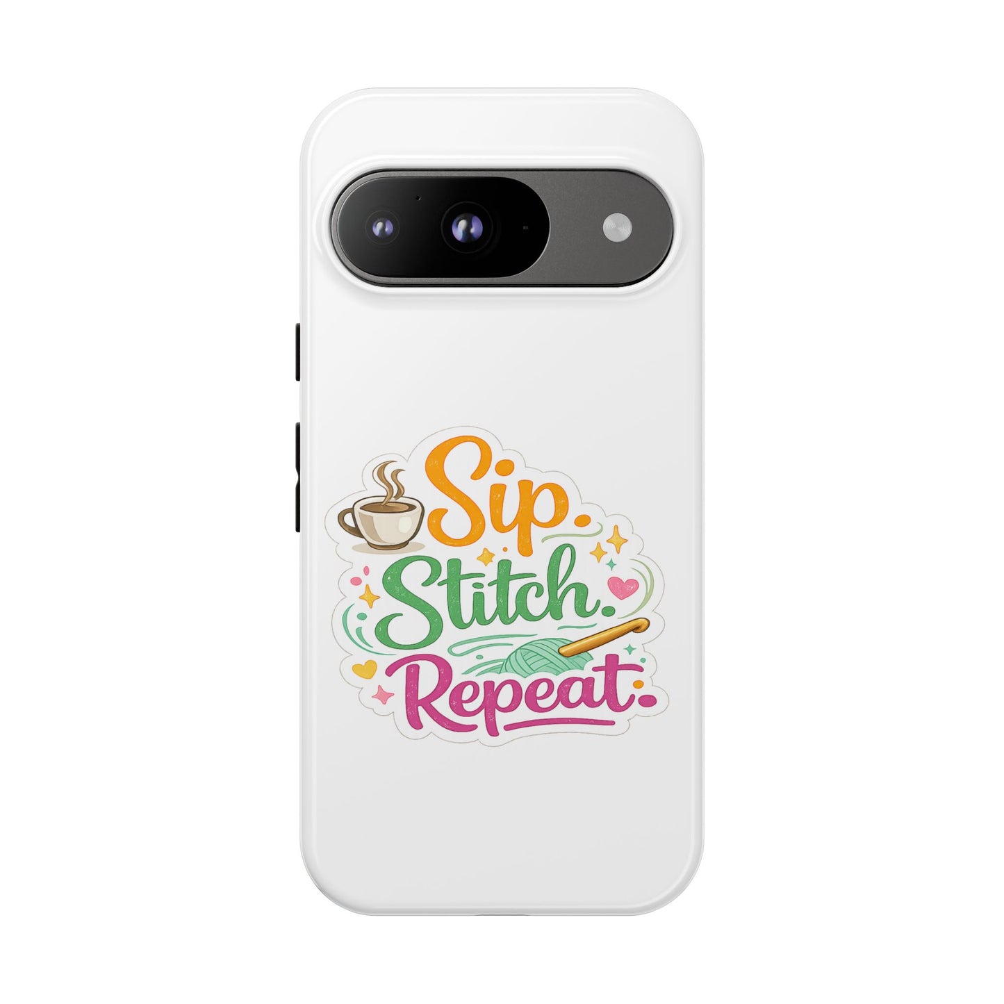 Sip Stitch Repeat Phone Case – Crochet Lover Protective Case