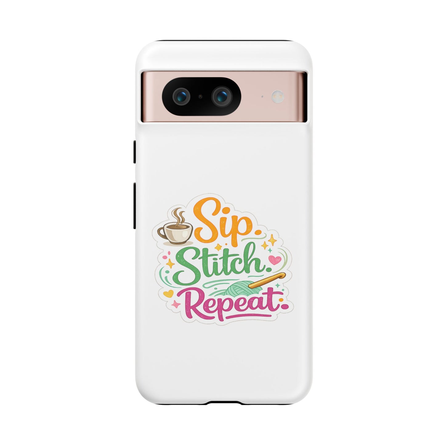 Sip Stitch Repeat Phone Case – Crochet Lover Protective Case