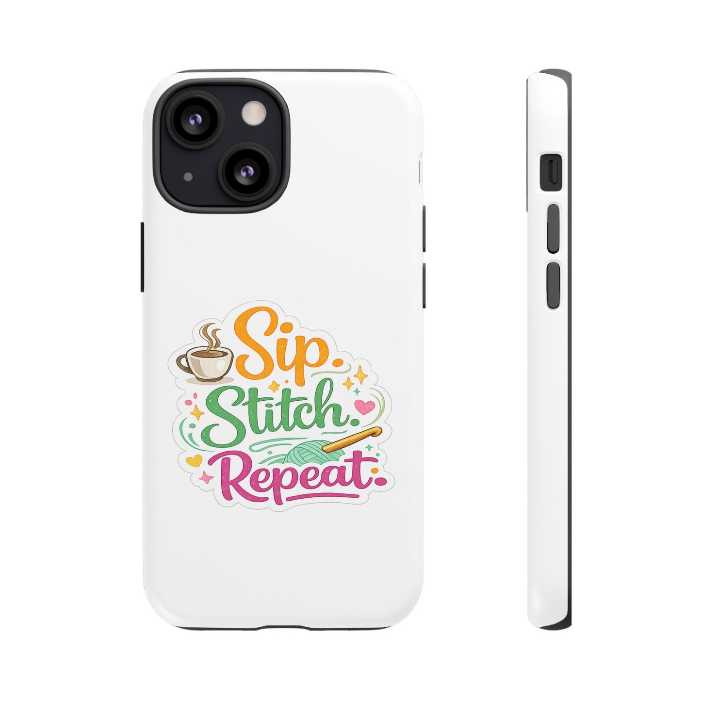 Sip Stitch Repeat Phone Case – Crochet Lover Protective Case