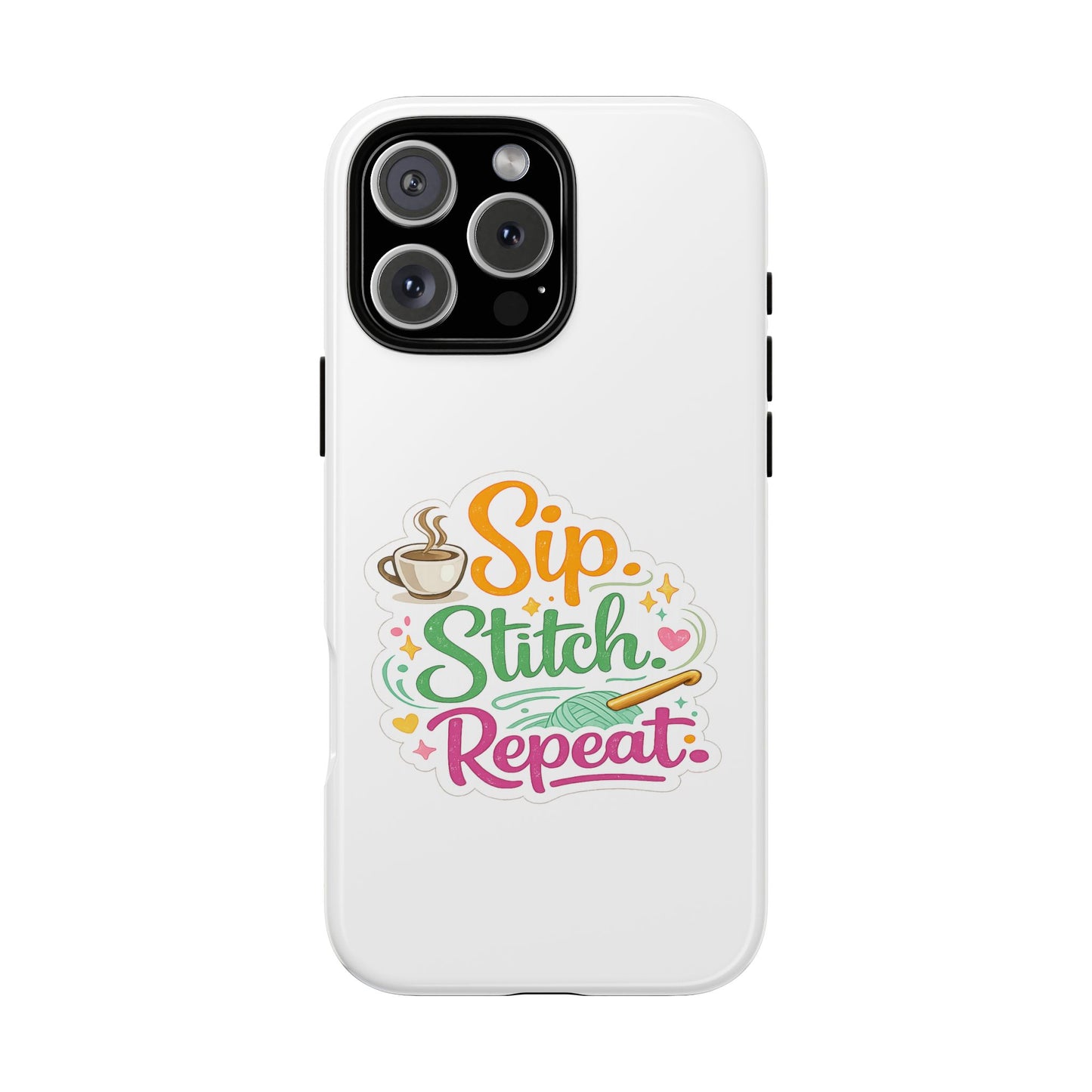 Sip Stitch Repeat Phone Case – Crochet Lover Protective Case