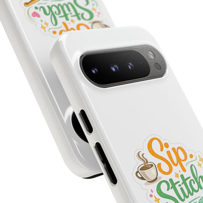 Sip Stitch Repeat Phone Case – Crochet Lover Protective Case