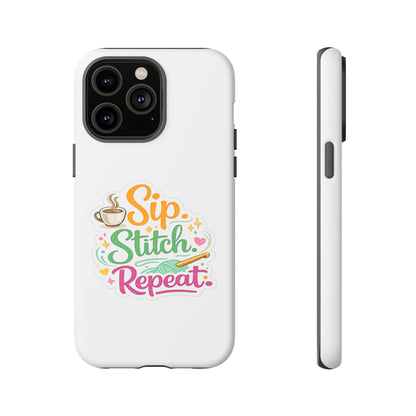 Sip Stitch Repeat Phone Case – Crochet Lover Protective Case